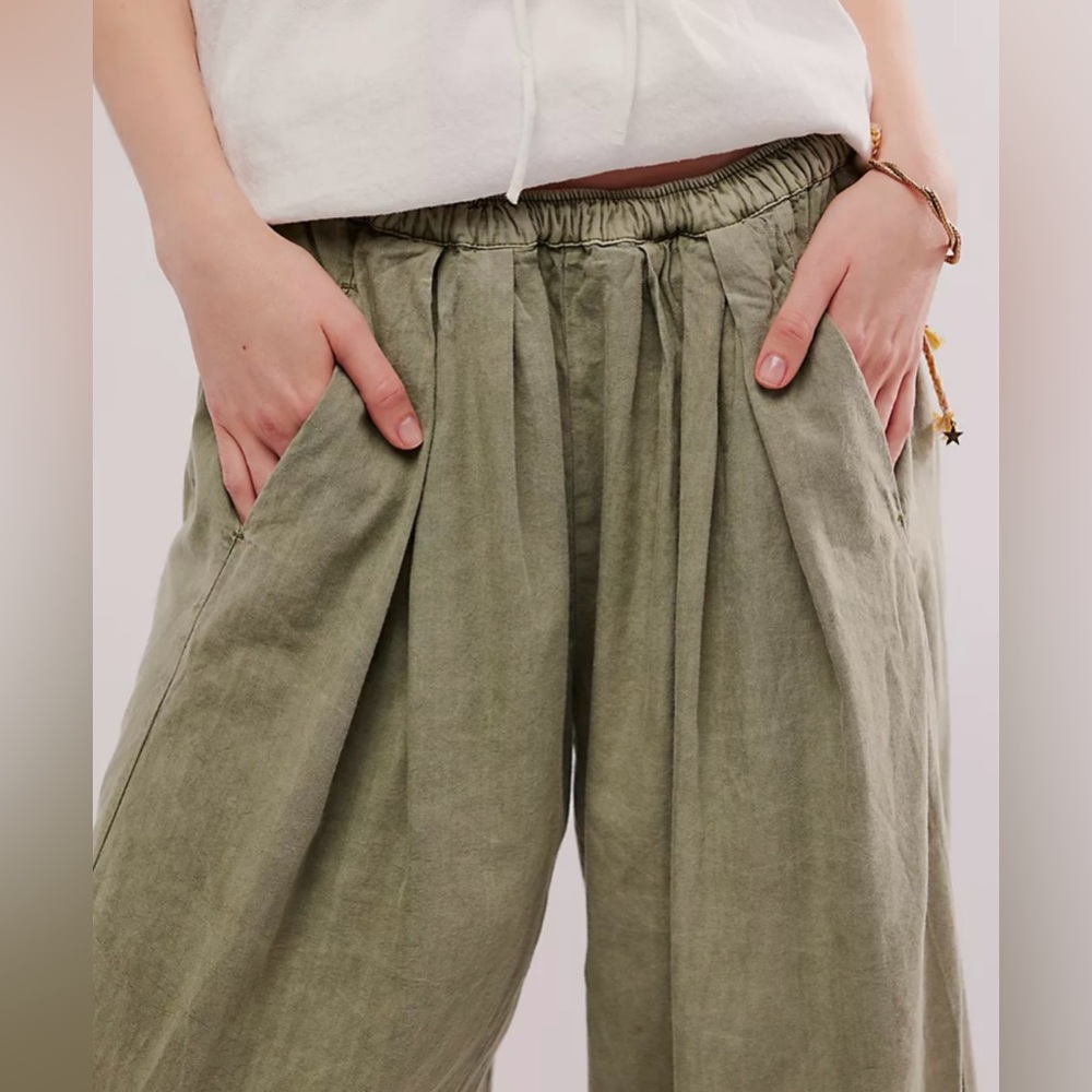 Free People To The Sky Parachute Pants In Ivy League Olive - Picture 2 of 11
